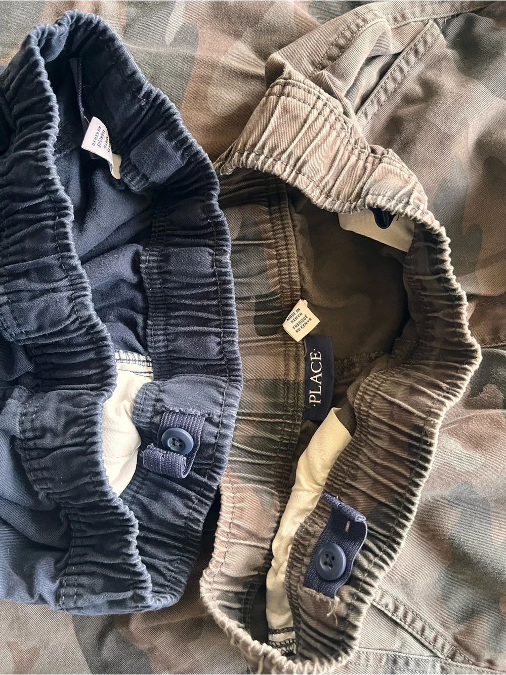 Bundle Boys Size 12 Cargo Pants The Children's Place Navy Camo Adjustable Waist